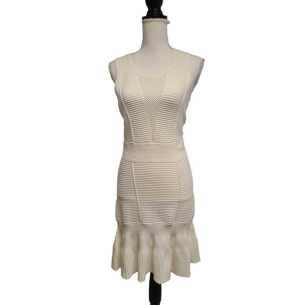 Sandro‎ Paris Sweater Sleeveless Dress Ribbed Fit Flare Off White Women's Size 3
